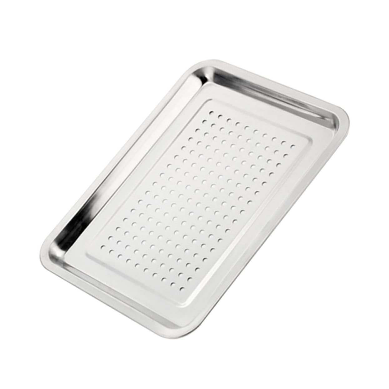 PRETYZOOM 410 Stainless Steel Food Tray Rectangular Drain Tray 36x27x2in Sturdy Kitchen Accessory