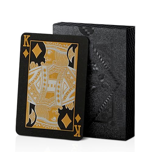 Black Playing Cards Waterproof Poker Cards Gold Diamond Design Luxury Feel