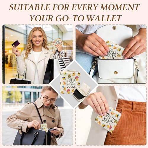 Image of Cute Duck Wallet for Women, PU Leather Accordion Wallet, Zipper Coin Purse | Women's Cute Duck Accordion Wallet, Credit Card Holder with 1 ID Window 14 Card Slots, Gift for Wife Daughter Ladies