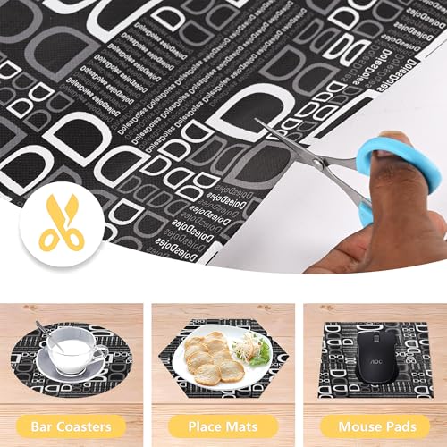 Image of Kuber Industries Pack of 3 Waterproof & Durable 10 Meters Kitchen Mats for Shelf Liner Roll | Wipeable Fridge Sheets for Shelves Cabinet Drawer | D Print - Black