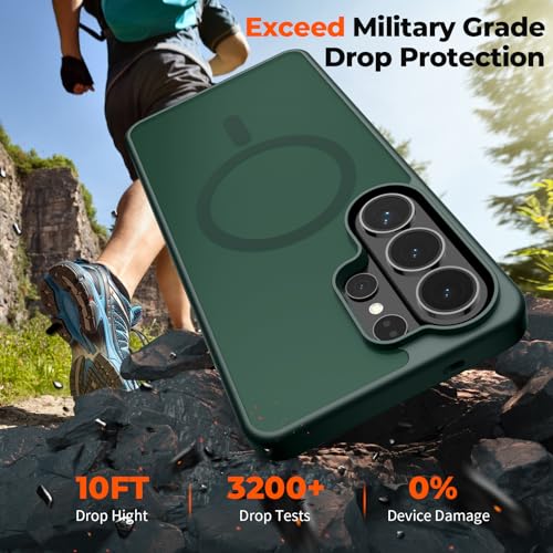 Image of SUPFINE Magnetic for Samsung Galaxy S26 Ultra Case with Screen Protector, (Built-in Magnets) (Military Grade Drop Protection) Slim Translucent Shockproof Phone Case,Forest Green