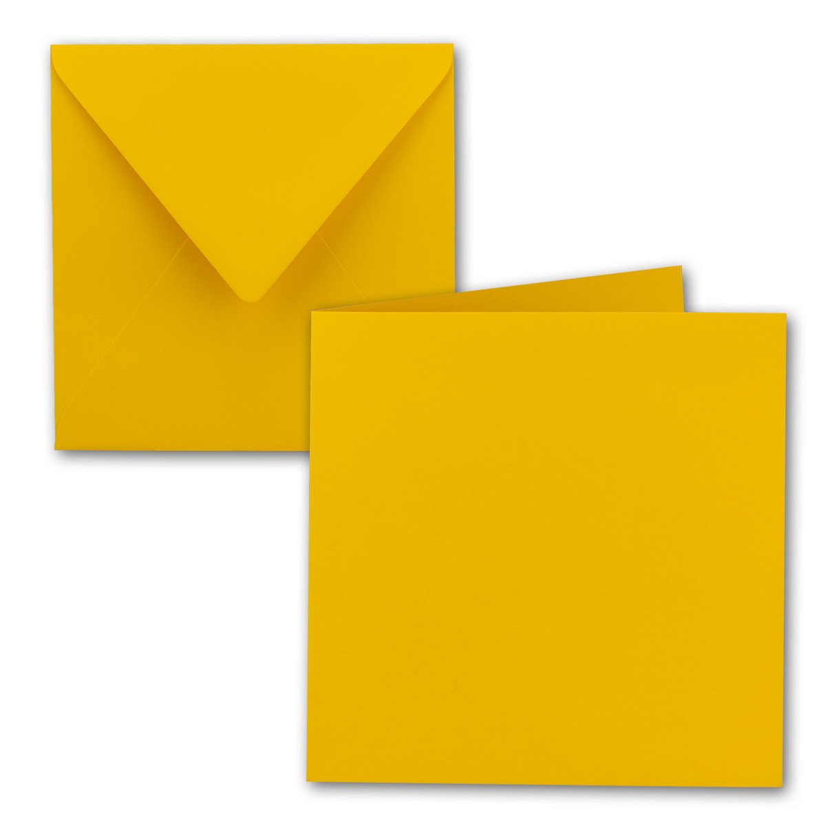 Juego de 100 tarjetas plegables cuadradas, 15 x 15 cm, con sobres, amarillo miel, adhesivo en húmedo, para tarjetas de felicitación, invitaciones y más
