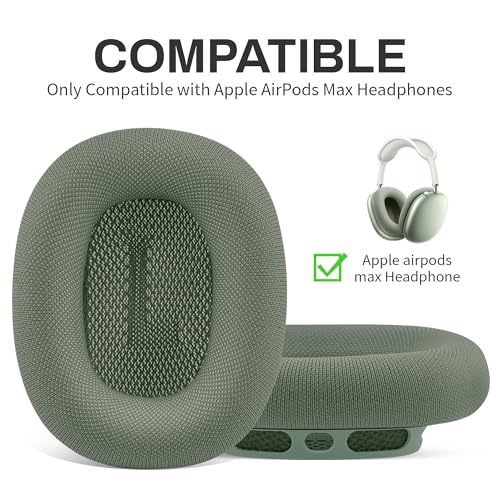 Image of Replacement Ear Cushions for Apple AirPods Max 1&2 Upgraded Memory Foam Pad with Durable Fabric,Sound Insulation and Noise Reduction,Strong Magnetic Fit,Sweat-Resistant,Breathable Comfor(Green)