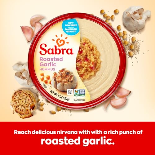 image for Sabra Roasted Garlic Hummus Dip, 8oz - Smooth & Creamy Hummus for Dipp