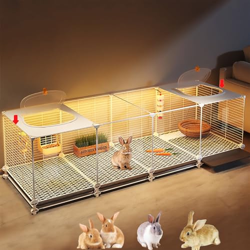 Cage à lapins à monter soi-même avec villa transparente en résine HD