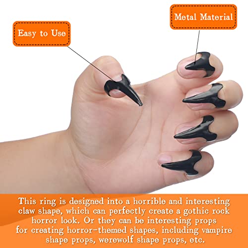 Hicarer Finger Claws Rings Full Finger Set Retro Metal Nail Punk Rock Fingernail Armor Gothic Talon Fingertip Claw for Cosplay Nail Art Holiday Party2