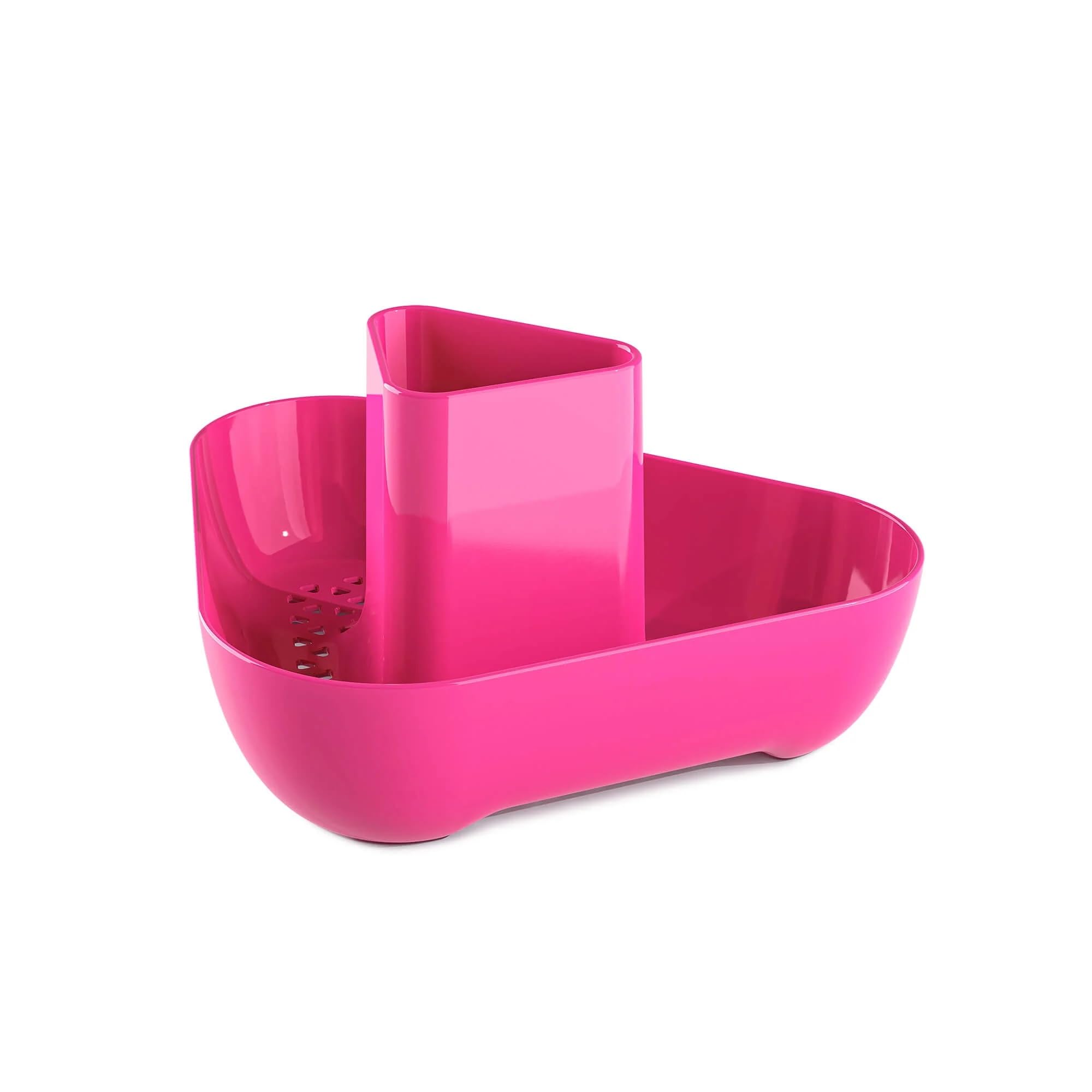 Zeal Neon Pink Corner Sink Tidy Organiser, Compact Cutlery Utensil Drainer Caddy Rack, Hot Pink