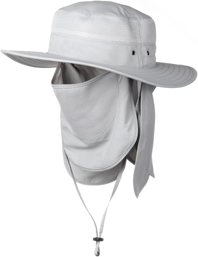 Keya Fishing Boonie Hat with Wide Brim, Removable Face and Neck Flap, UPF 50+ Sun Hat for Men and Women
