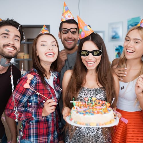 Image of Flutesan Personalized Rectangle Sunglasses with Marker Pens for Adult DIY Custom Birthday Wedding