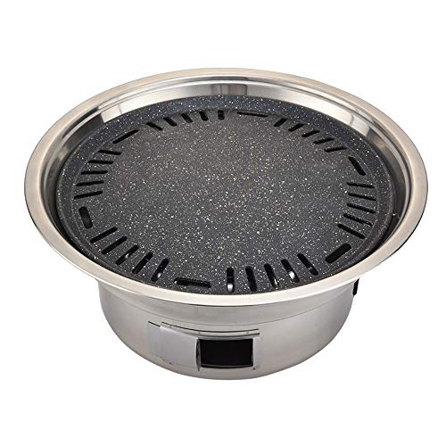 Runder tragbarer rauchloser Grill, Edelstahl-Kohle-Grill, umweltfreundlich, Nicht-Stock und leicht zu reinigend, für den Haushalt des Haushalts
