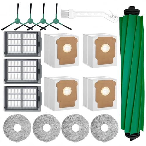 17 pezzi di ricambio per iRobot Roomba Plus 505/405 Combo Accessori per aspirapolvere,1 spazzola a rulli,4 pad di scopa, 3 filtri HEPA, 4 spazzole laterali,4 parti di sostituzione di sacchetti a vuoto
