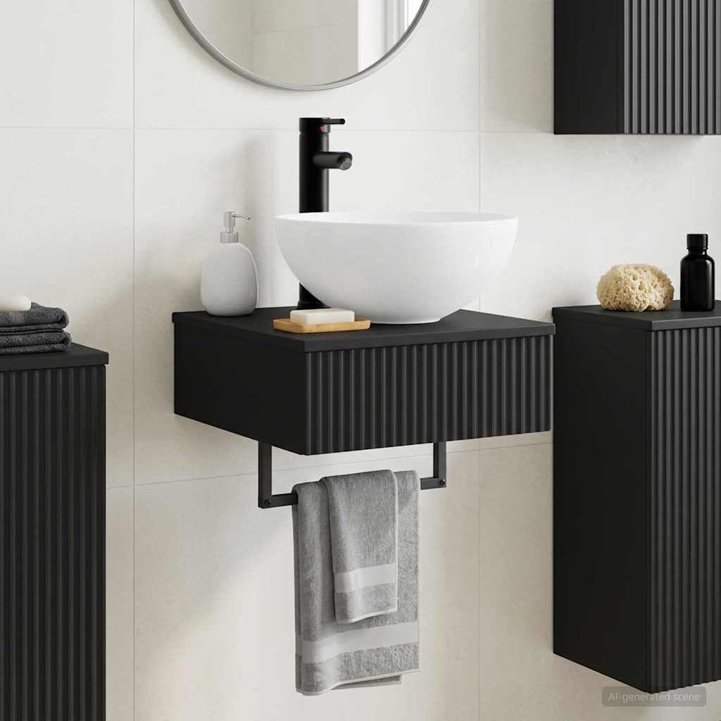 Genérico Lavabo de Lavado Montado en la Pared Negro 40 x 41 x 40,5 cm,Armarios y Almacenamiento,Tocadores de baño,15.4 kg-890179