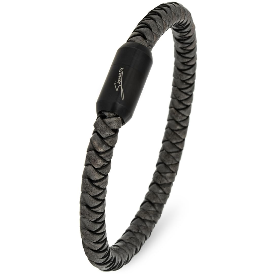 Simaru Lederarmband, 4mm geflochten zum Wickeln für Frauen &