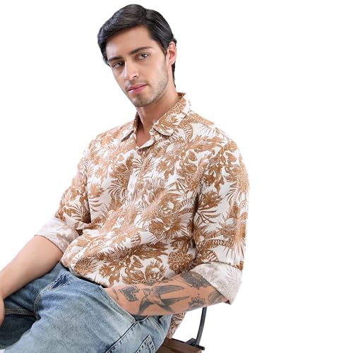 Image of Spykar Men's Slim Fit N /A Full Sleeve Printed Casual Shirts