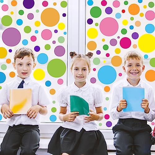 Whaline W8311 9 Sheets Polka Dots Window Clings Colorful Circle Dots Window Stickers Large And Small Round Polka Dot Double-Sided Window Decals For Students Bedroom Living Room Classroom Playroom Decor thumb #1