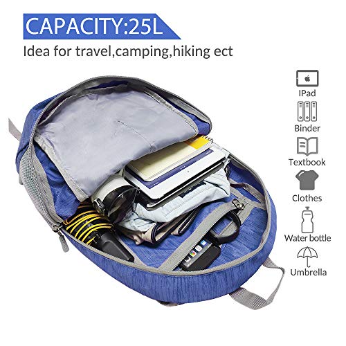 Mochila plegable ligera 14/25L negra y azul miniatura 7