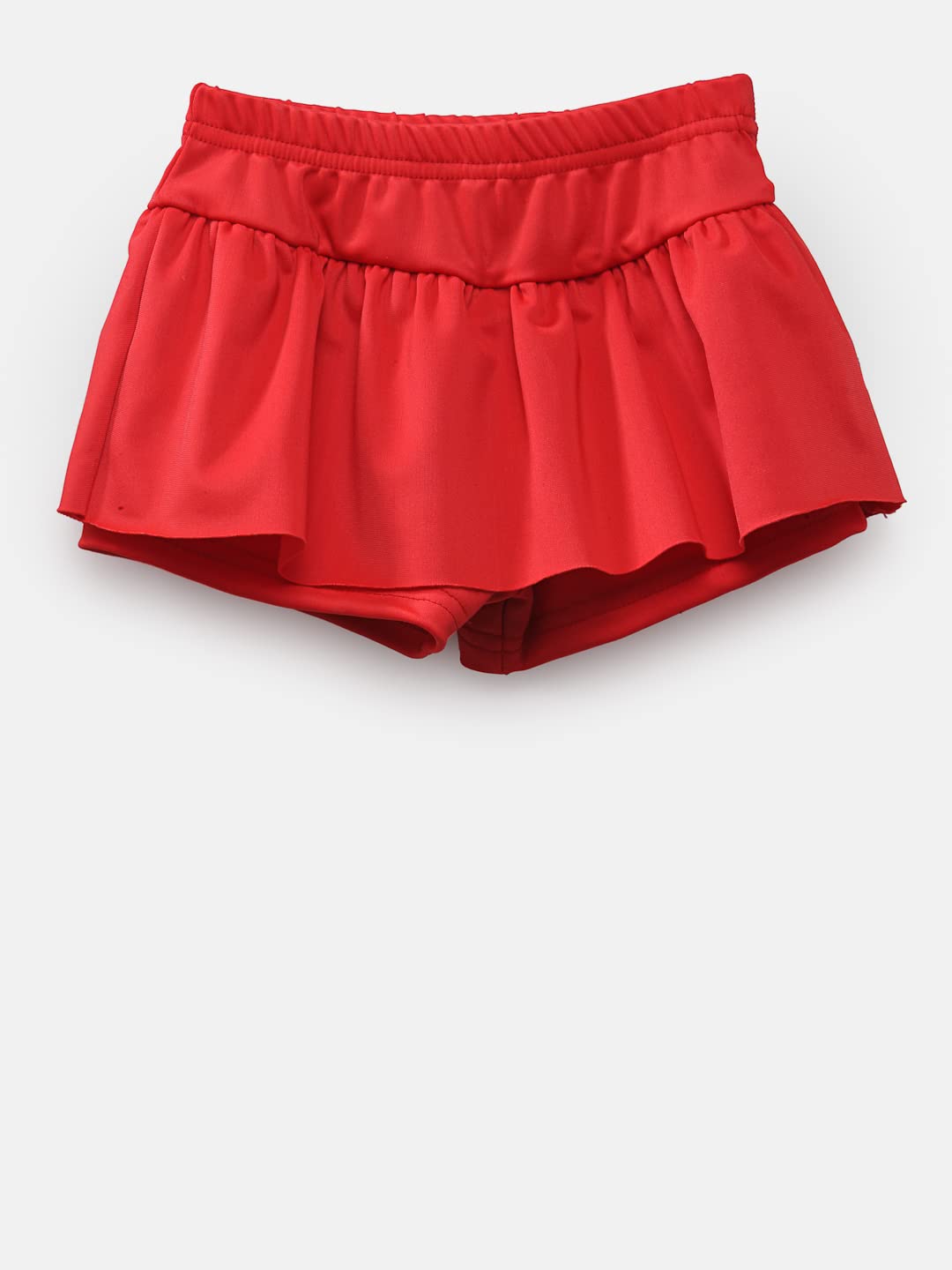 CUKOO Girls' Red 2-Piece Swimsuit, Ruffled Strappy Top with Flared Shorts, Stylish & Comfy Swimwear for Beach & Pool. 3