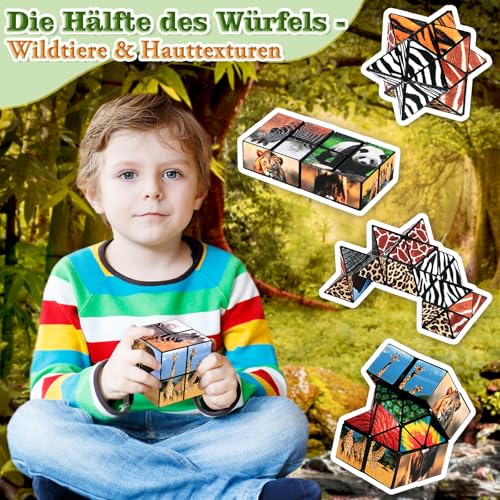 Sternenwürfel Zauberwürfel Set, Unendlichkeitswürfel Zappelspielzeug für Kinder, Tierspielzeug für 3 Jahre, Reise Puzzle-Würfel für 6 7 8 9 10 11 Jahre Alten Jungen Mädchen Geschenke (Tier-Thema)