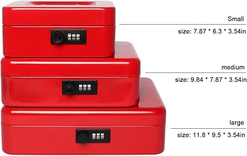 Vista 24 de Caja de dinero pequeña con cerradura de combinación, caja de dinero de metal para efectivo, caja de bloqueo Lovndi con bandeja de dinero, 7.87 x 6.3