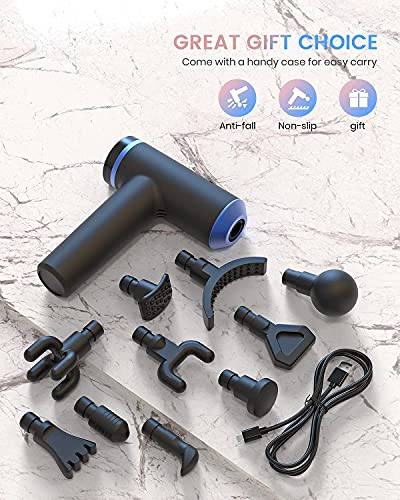 Massage Gun Percussion Muscle Massager, Quiet Handheld Electric Home Office Gym Massagers Tool For Athletes Workout, Neck Back Shoulder Body Pain Relief Daily Therapy, 6 Speeds With 10Heads,Wattne R2 #TOP5