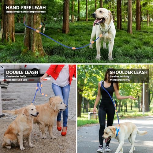 Correa de perros doble para evitar tirones en nylon negro de 12 mm apta para pasear sin esfuerzo 4