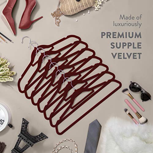 image for Zober Velvet Hangers 20 Pack - Clothes Hanger W/Tie Bar - Non-Slip, Sw