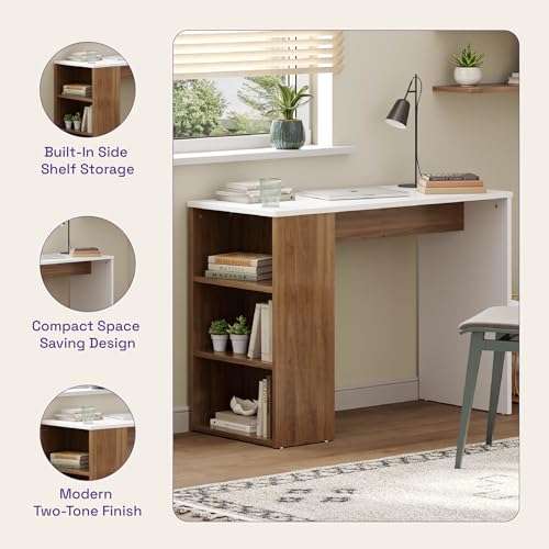 Image of Wakefit Brenn Engineered Wood Study Table - Columbian Walnut & Frosty White