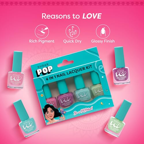 Image of SUGAR POP 4 in 1 Nail Lacquer Kit | Chip-resistant formula & Glossy Flinsh | Nail Polish Set - 04 Pastel Paradise