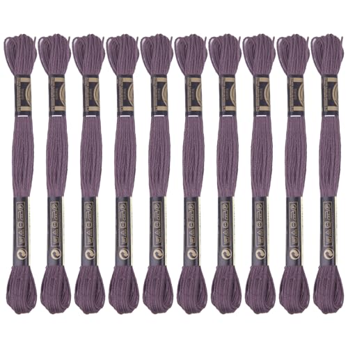 Image of 12 Skeins Premium Egyptian Embroidery Floss 9 Yards Each Egyptian Long Fiber Cotton Cross Stitch Thread for Embroidery Projects Bracelet. (12, Deep Brown)
