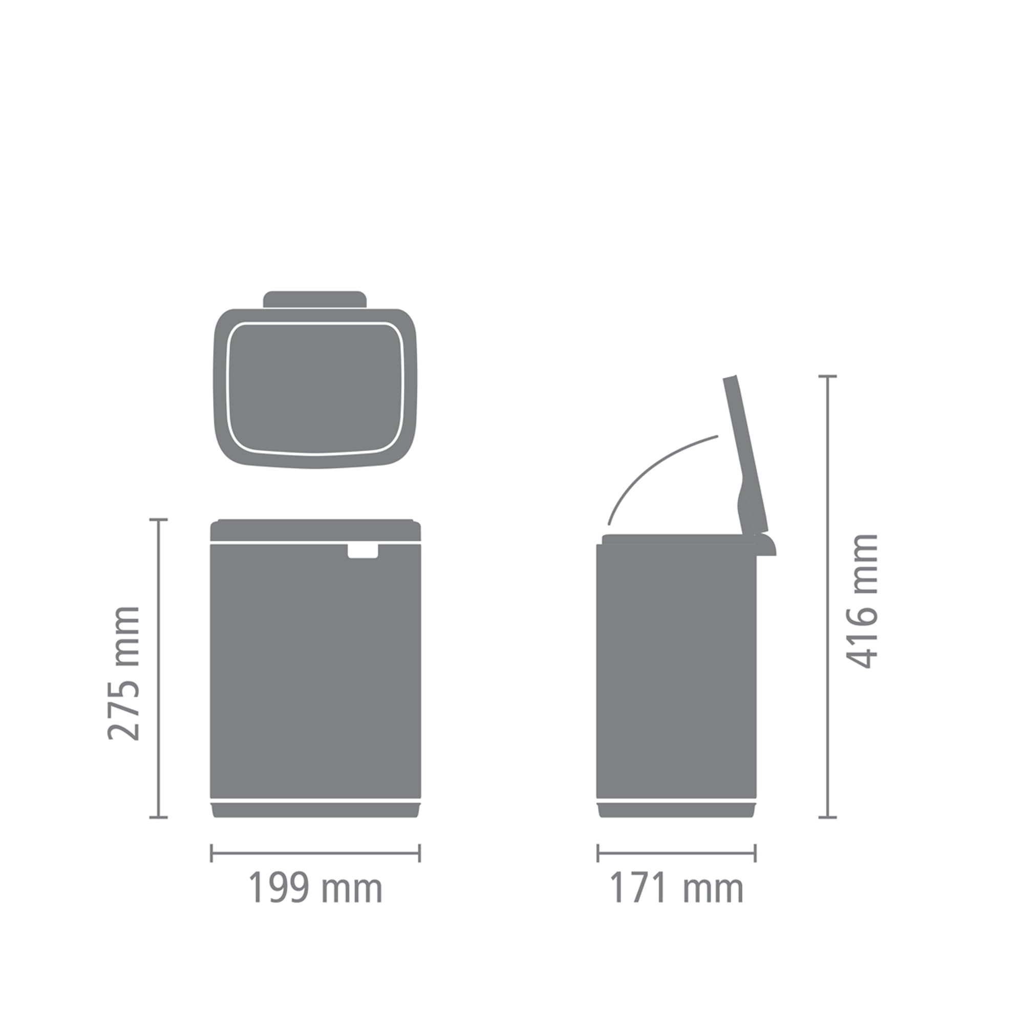 Brabantia - Cubo de basura Bo 4 L - Pequeño y elegante cubo de basura - Tapa de apertura fácil y cierre suave - Higiénico, ahorra espacio - Montaje en la pared - Para baño o dormitorio - Negro Mate