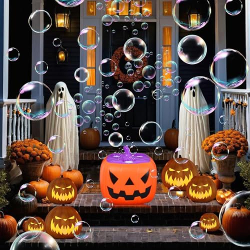 Máquina de burbujas con sonido y luz en forma de calabaza decorativa 2