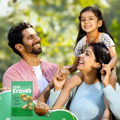Image of Kravio Premium Roasted Salted Pistachios 200g | Zero Cholesterol Natural Inshell California Pista Nuts & Dry Fruits | Rich in Protein, Roasted Crunchy Delicious Healthy Snacks