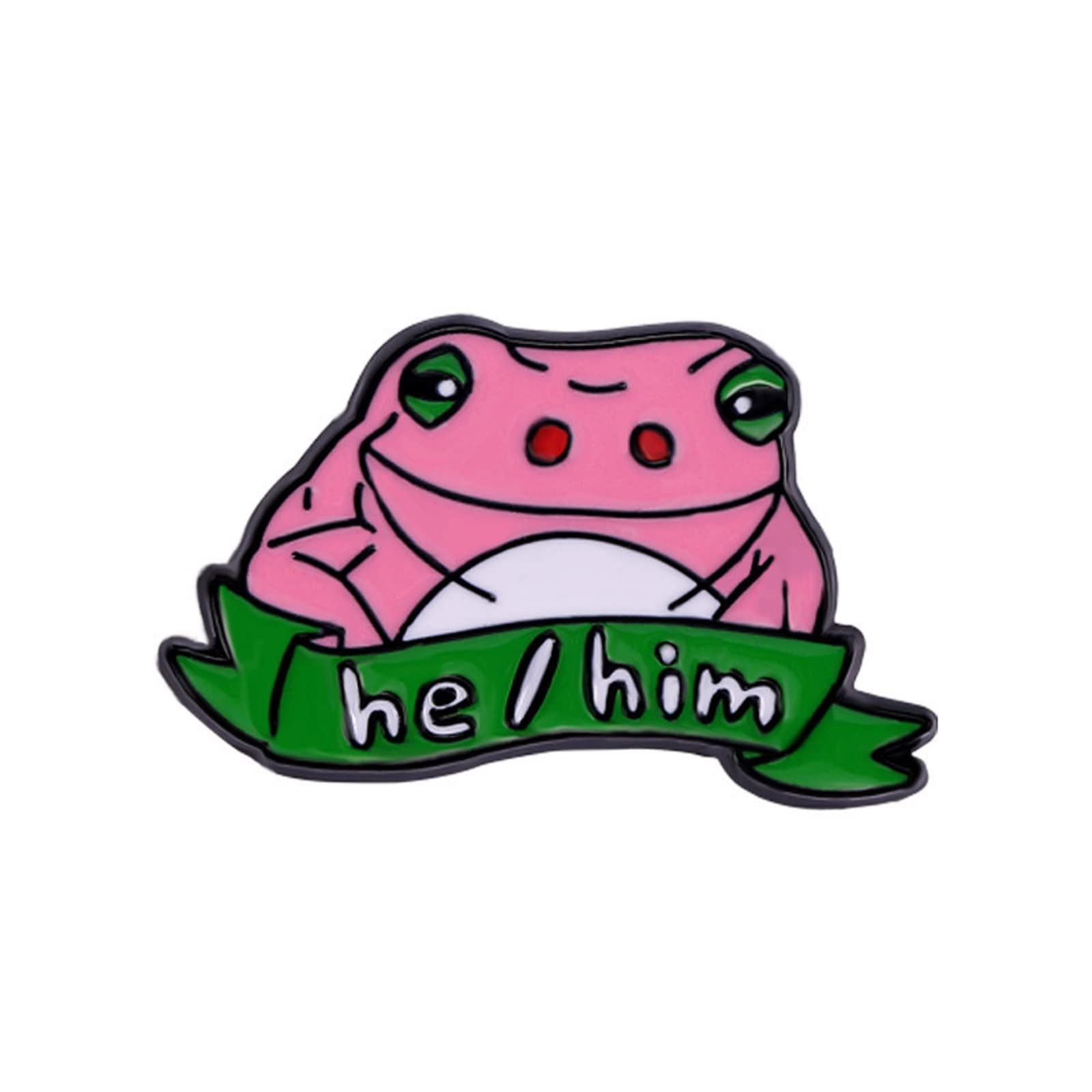 LGBT Rainbow Flag Goose Enamel Pin Badge Cute Animals Frog Cat with Rainbow Flag Gay Pride Brooches Pin Jewelry for Clothing Backpack Hat Decoration-Pink Frog
