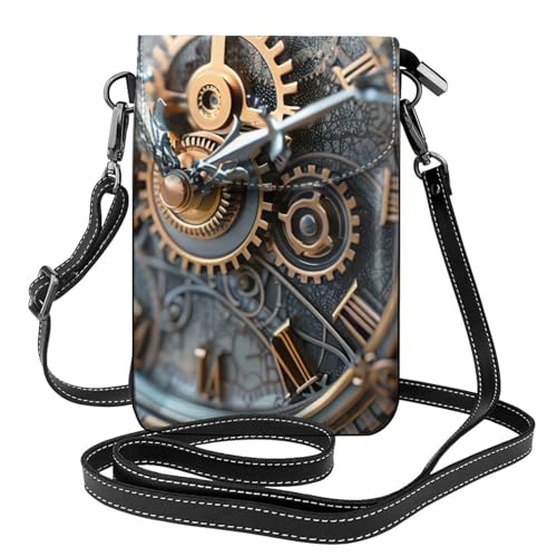 Mini bolso cruzado para teléfono celular con estampado de reloj para mujer, uso diario y bolso de viaje, color negro, talla única, Negro, One Size