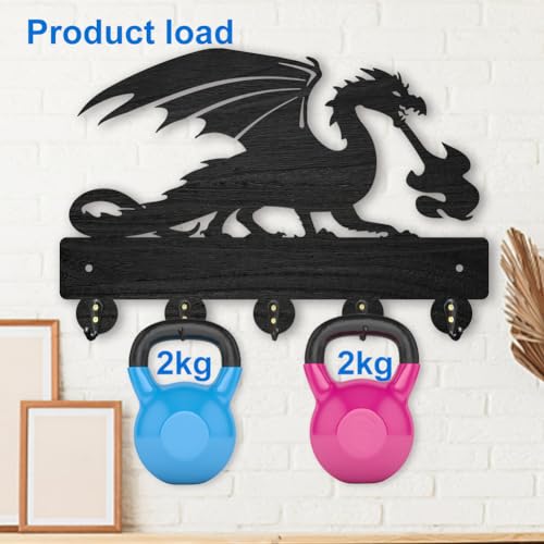 MAYJOYDIY Dragon Key Holder, Wood and Alloy, Wall Mounted Key Rack, Black, Decorative Wall Art, 30x20cm, 5 Hooks - Image 4