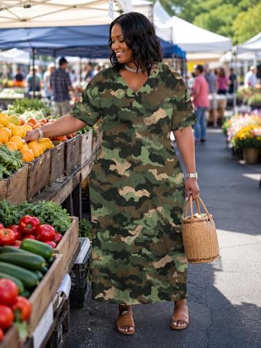 Image of SUZONANA Plus Size Dresses for Curvy Women African Print American Dress Summer Outfits Casual Loose with Pocket