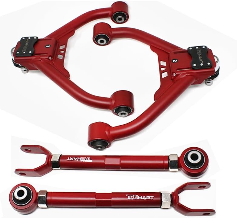 Truhart for 370Z and G37 FRONT+ REAR Upper Camber Arm Suspension Alignment Set Red Control Performance Racing