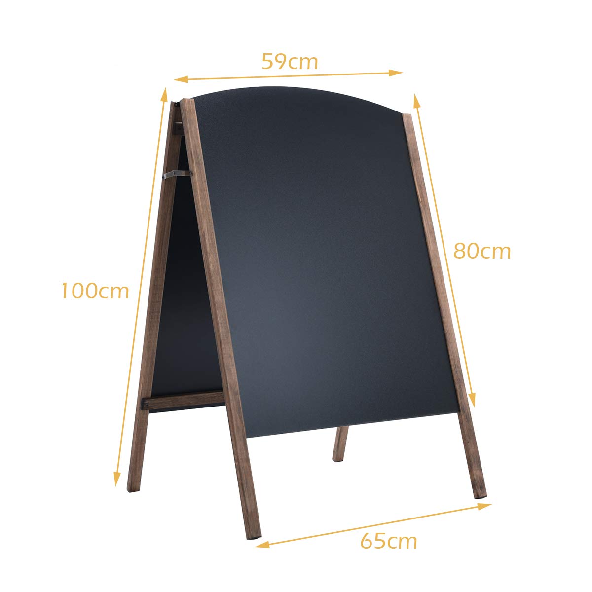 GOPLUS Panneau Publicitaire Extérieur, Tableau Noir, Porte-affiche Sur Pied en Bois, Essuyage et Pliable, Pour Publicité Promotion Restaurant Cafétéria Bar Bistrot (60 x 65 x 101cm)