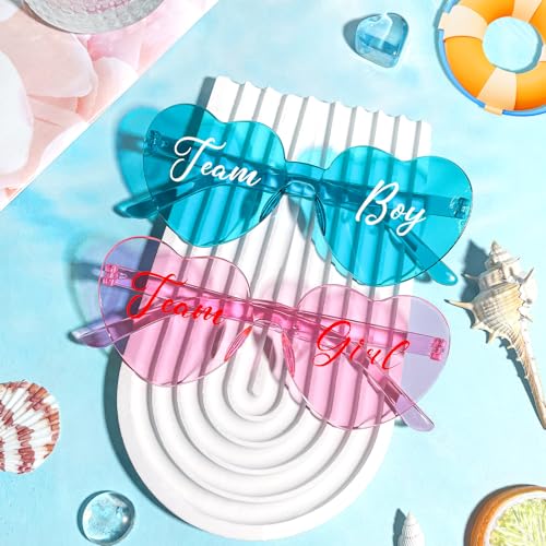 12 Pcs Gender Reveal Glasses Blue Pink Heart Sunglasses Bulk Team Boy or Girl Gender Reveal Party Favors Decor Glasses2