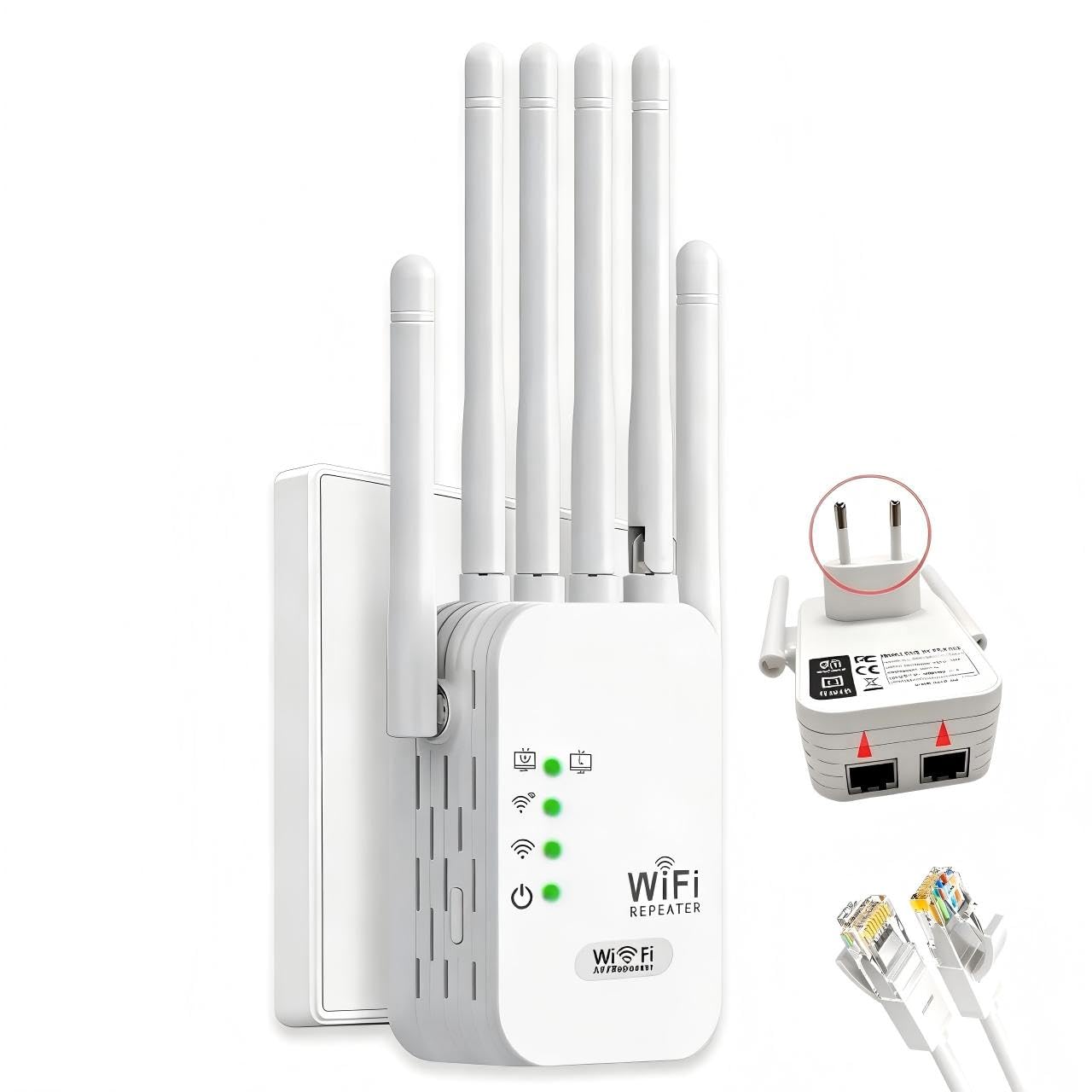 2026 Repetidor WiFi, Potente Amplificador De Señal WiFi Remoto, Repetidor Wi-Fi con 6 Antenas, Amplificador señal WiFi, 2 Puertos LAN, Compatible con Todos los routers WiFi