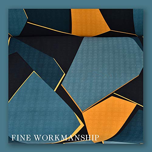 Hotniu Stretch Sofa Cover Printed Couch Covers Loveseat Slipcovers For 2 Cushion Couches Sofas Non Slip Soft Washable Furniture Protector With 1 Pillowcase (Medium, Blue Yellow Geometry) #TOP3