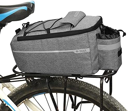 ZTZ Bike Rack Bag, Bike Rear Seat Cargo Bag, Bicycle Rear Rack Storage Luggage，8L Insulated Bicycle Trunk Bag Storage Luggage Bag Waterproof with Reflective Stripes (Grey)