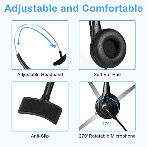 Auricolare USB con microfono, USB cablato stereo per computer con microfono per PC portatile, cuffie cablate con regolatore del volume per call center/ufficio/conferenze/chat online