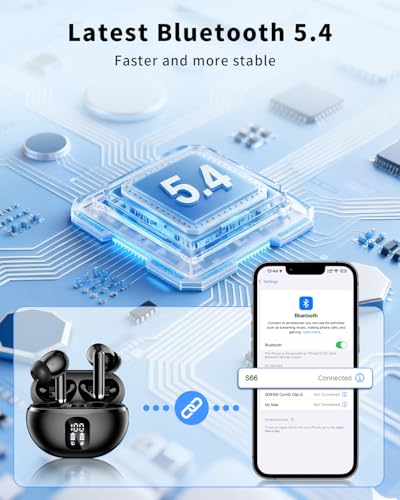 Wireless Earbuds, Bluetooth 5.4 Headphones with 50H Playback, Deep Bass Stereo Ear Buds Clear Calls with LED Power Display, IPX7 Waterproof, in-Ear... - Image 4