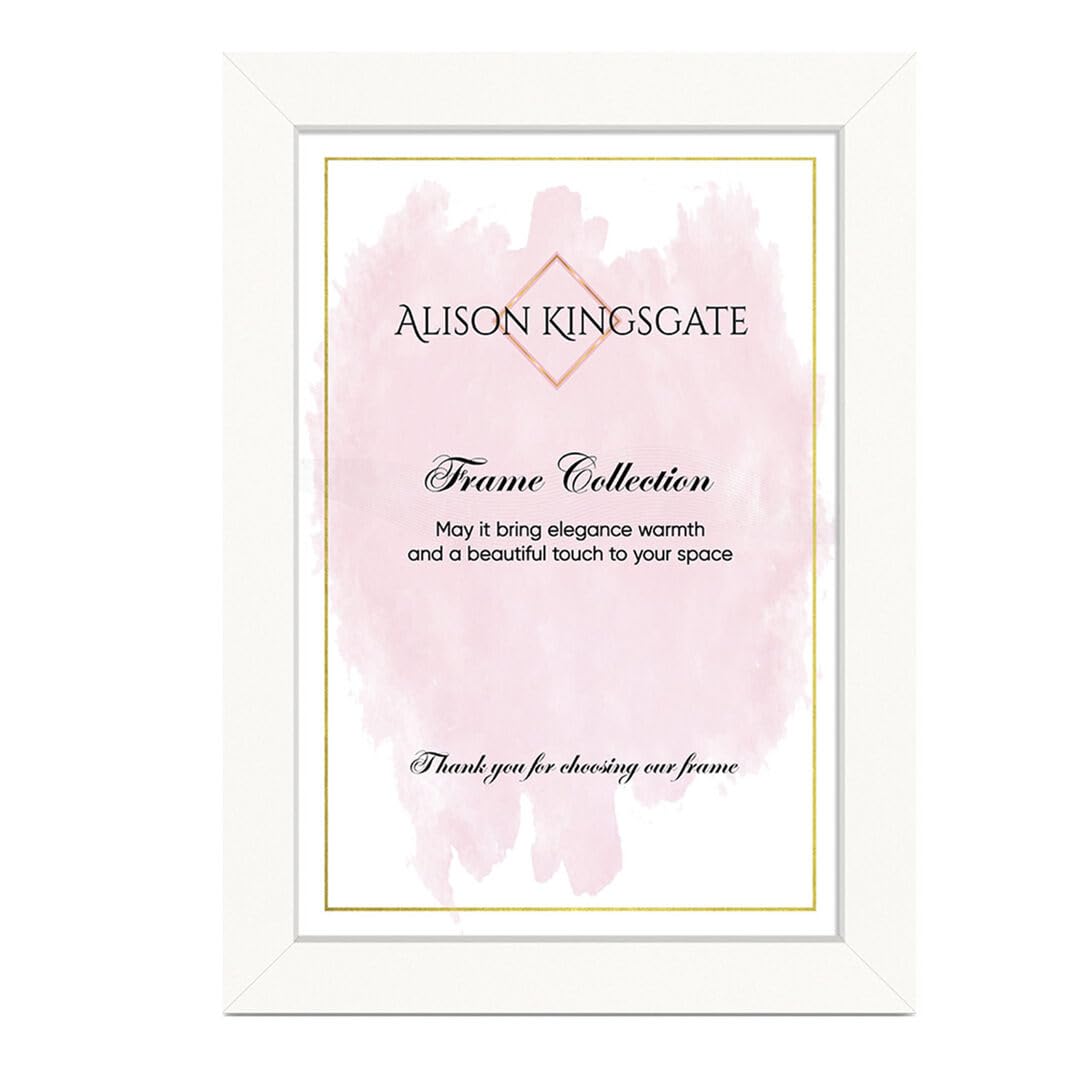 Alison Kingsgate Modern A3 White Picture Frame - Engineered Wood Photo Frame with Shatterproof Perspex Front - Ideal for Posters, Certificates & Artwork