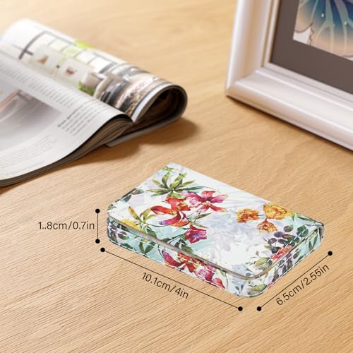 Image of Business Card Holder，PU Leather Business Card Case Color Printing Pattern Card Holder Wallet，Pockets Magnetic Credit Card Holders for Men and Women - Flamingo