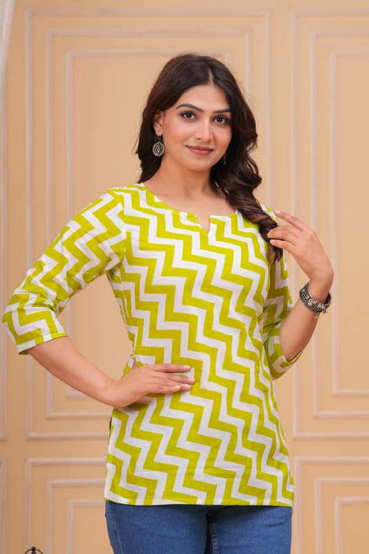 Image of SIROTA Rayon Short Top for Women | Tunic for Jeans | Western Short Kurti | Stylish Straight Ladies Kurta | Ethnic Kurta for Girls