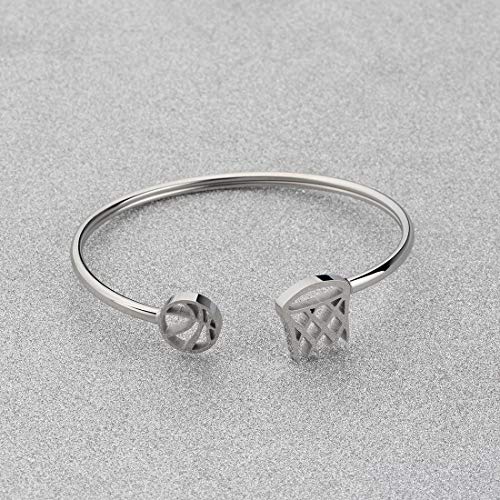 Chooro Silver Basketball Rim And Net Bracelet Bangle Basketball Jewelry Gift For Basketball Lovers School Team Sport Gift (Silver Basketball Bracelet) #TOP3