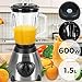 Produktbild Standmixer 600 W - mit 5 Geschwindigkeitsstufen, Volumen: 1,5 L, aus Edelstahl - Haushaltsmixer, Mixer Blender, Smoothie Maker