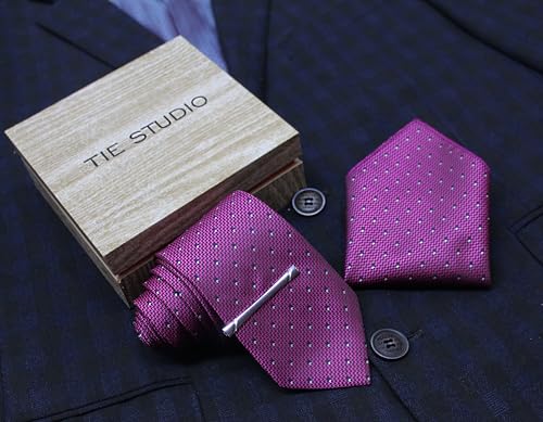 Image of TIE STUDIO Men's Necktie Pocket Square & Cufflink Set | Standard | Jacquard Fabric | Superior Stitching |